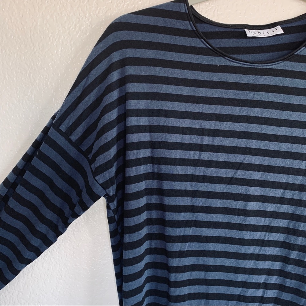 Habitat Blue Striped Relaxed Dolman Long Sleeve Top - Picture 2 of 6